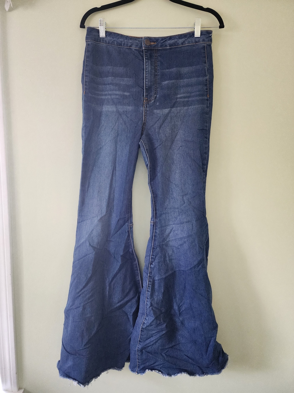 Free People Medium Blue High-Rise Flared Jeans